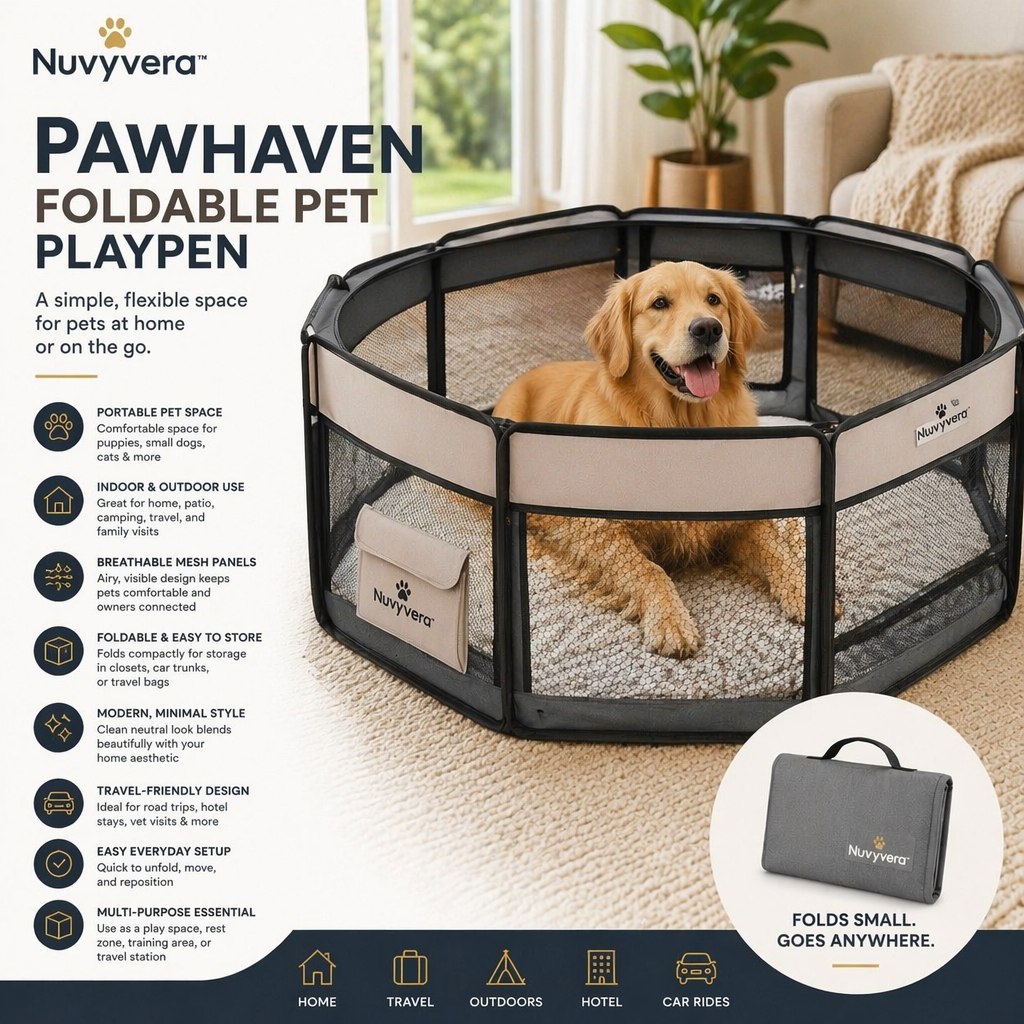 Nuvyvera™ PawHaven Foldable Pet Playpen