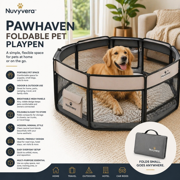 Nuvyvera™ PawHaven Foldable Pet Playpen